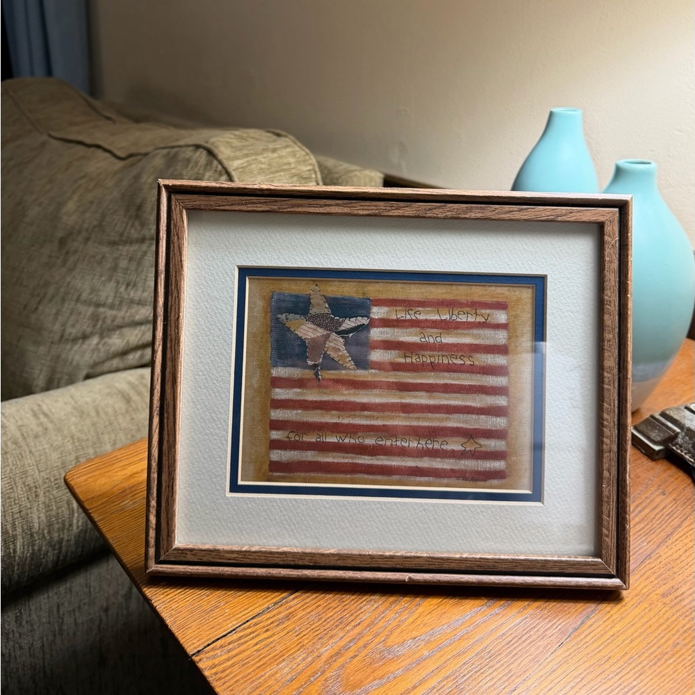 Double Matted Framed American Flag Print